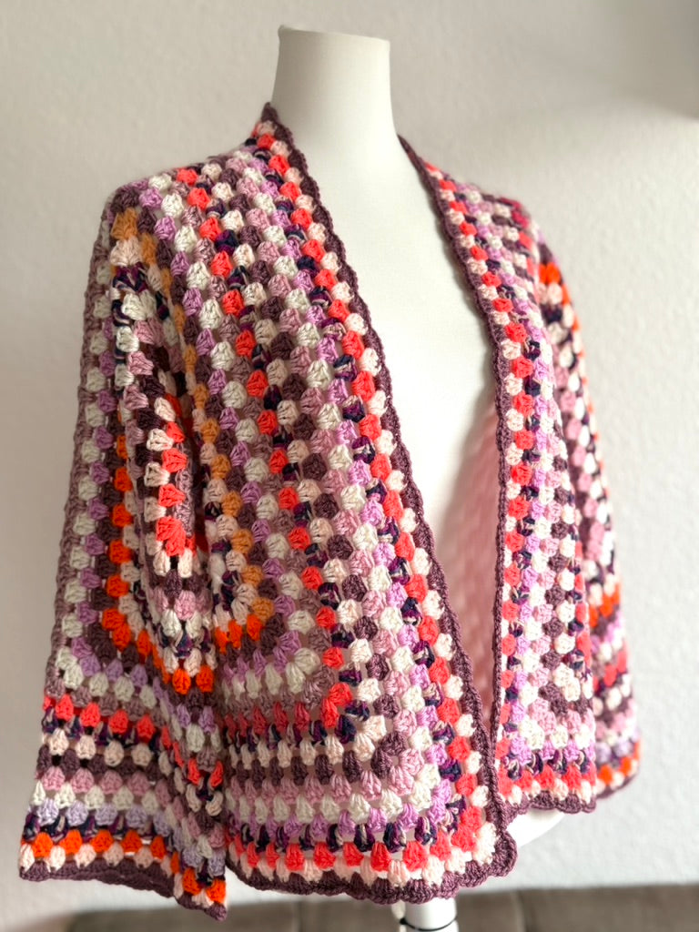 Cardigan in flieder & orange - Hexagon Jacke