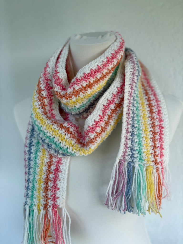 Regenbogen-Schal aus Polyacryl, 215cm lang