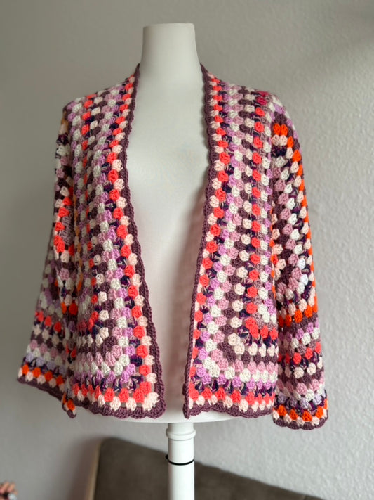 Cardigan in flieder & orange - Hexagon Jacke