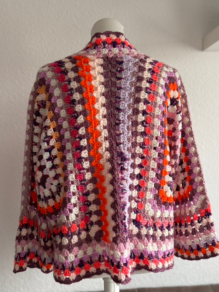 Cardigan in flieder & orange - Hexagon Jacke