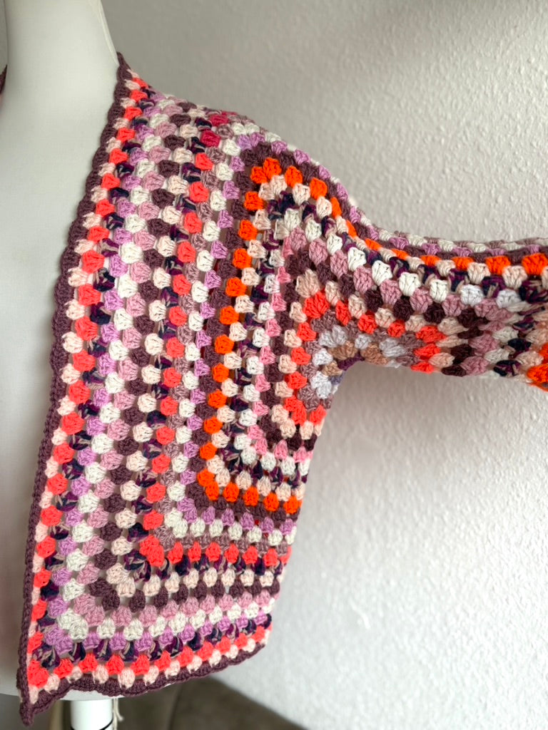 Cardigan in flieder & orange - Hexagon Jacke