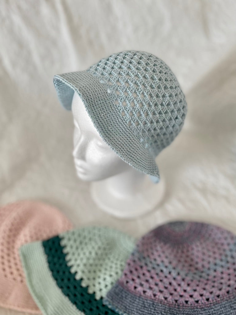 Fischerhut - gehäkelter Buckethat aus Baumwolle, Gr. 58cm