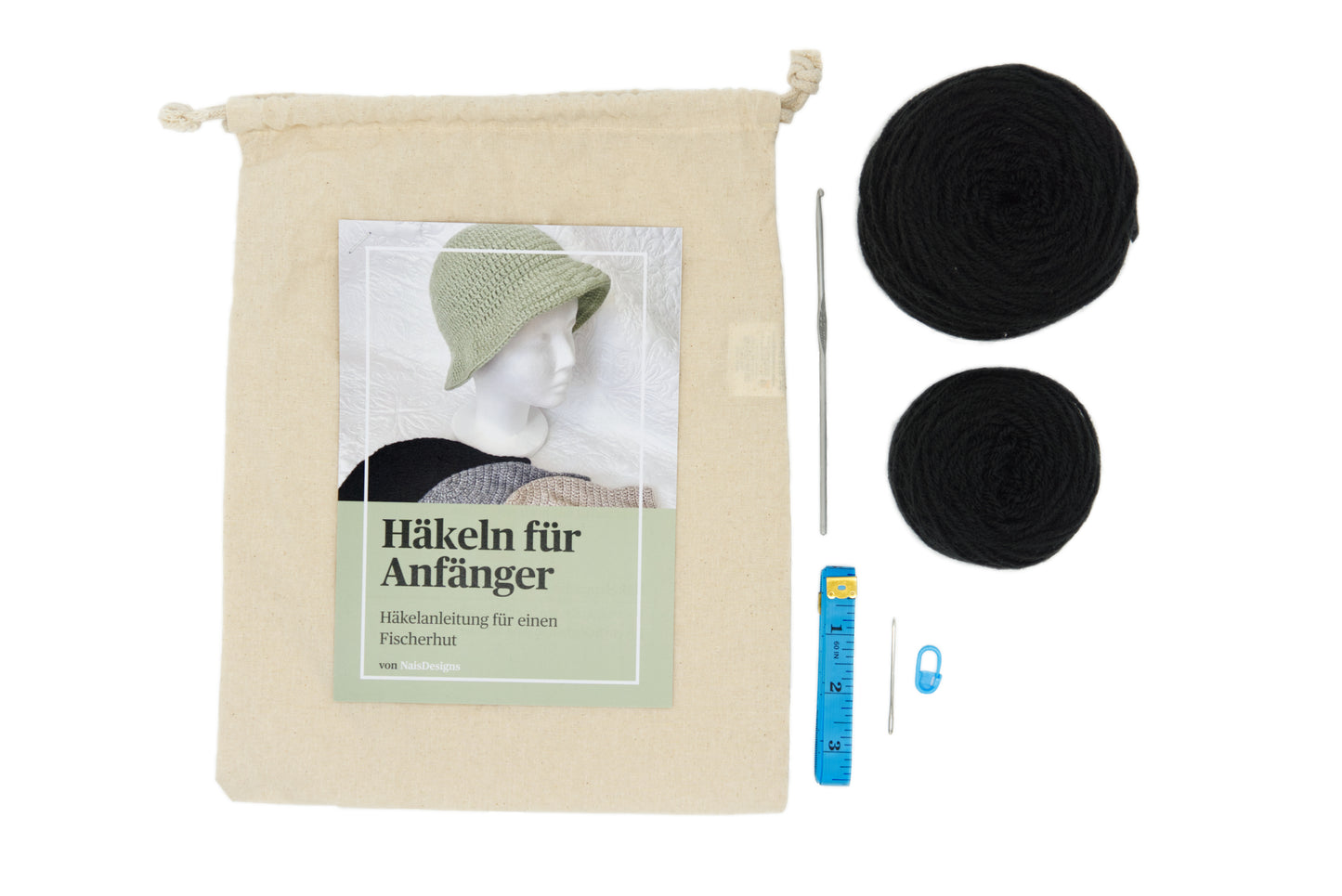 HäkelSet mit Anleitung für Anfänger für einen Fischerhut.